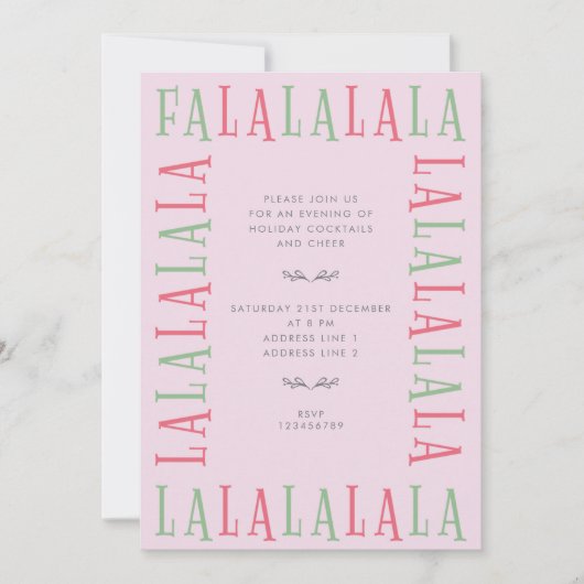 Falalalala Kerst Uitnodiging Kaart (Voorkant)