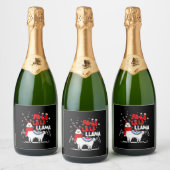 Falalalala Llama kerstcadeau Sparkling Wijnetiket (Flessen)