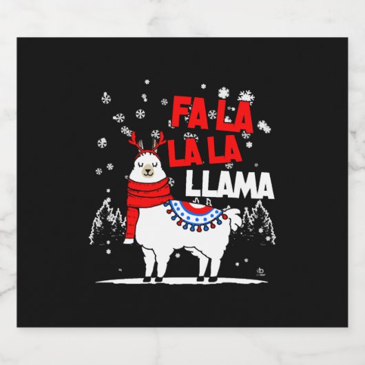 Falalalala Llama kerstcadeau Sparkling Wijnetiket (Enkel label)