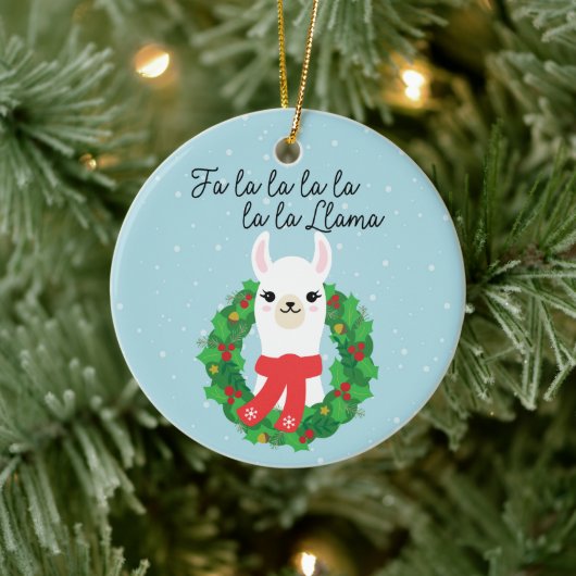 FaLaLaLaLa Llama met kerst Keramisch Ornament (Boom)