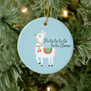 FaLaLaLaLa Llama met sneeuwkerst Keramisch Ornament