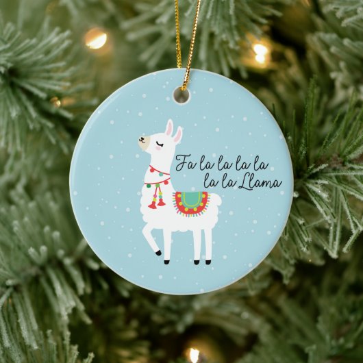 FaLaLaLaLa Llama met sneeuwkerst Keramisch Ornament (Boom)