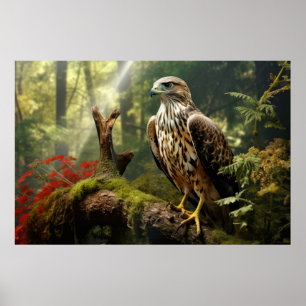 Falcon Animal Bird Wildlife Kleurrijk Poster