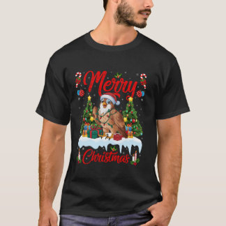 Falcon Bird Kerstboom Verlichting Santa Hat Falcon T-shirt
