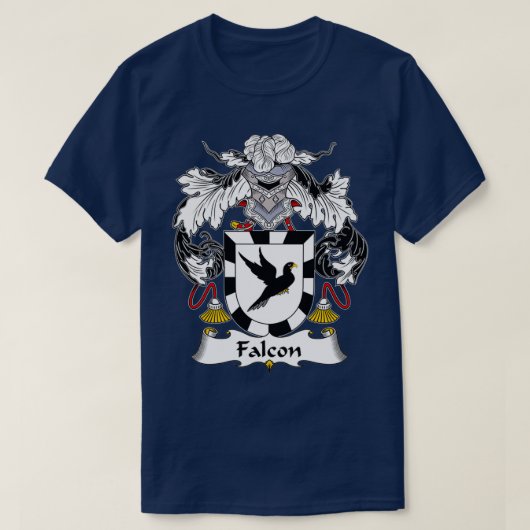 Falcon Coat of Arms Family Crest T-shirt (Design voorkant)