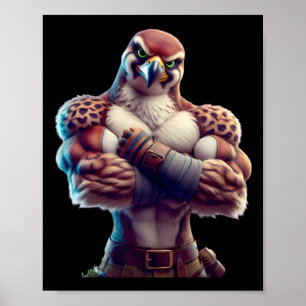 Falcon Flexing Fan Lover Bodybuilding Gym Workout Poster