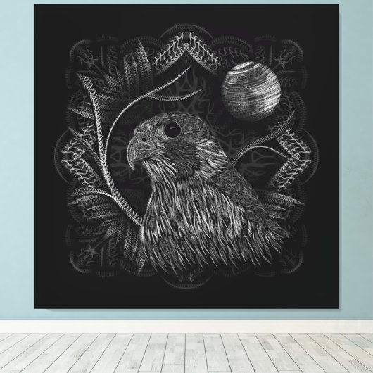 Falcon Full Moon Canvas Afdruk (Insitu (Houten vloer))