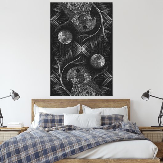 Falcon Full Moon Canvas Afdruk (Insitu (Slaapkamer))
