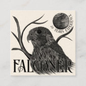 Falcon Full Moon Falconry Services Vierkante Visitekaartje (Voorkant)