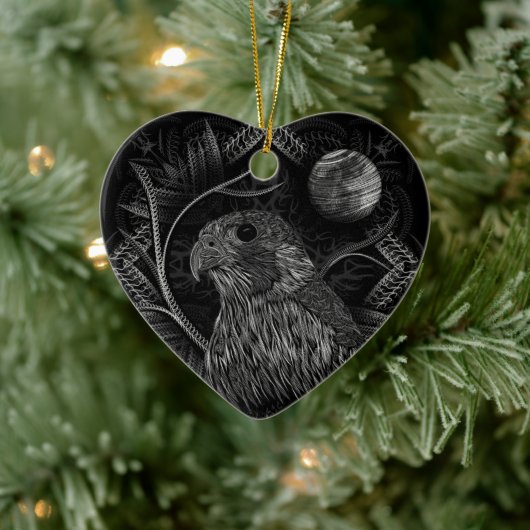 Falcon Full Moon Keramisch Ornament (Boom)