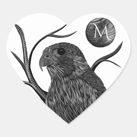 Falcon Full Moon Monogram Hart Sticker (Voorkant)