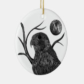 Falcon Full Moon Monogram Keramisch Ornament (Rechts)