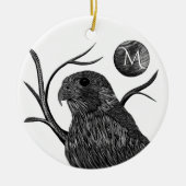 Falcon Full Moon Monogram Keramisch Ornament (Voorkant)