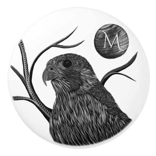 Falcon Full Moon Monogram Keramische Knop (Voorkant)