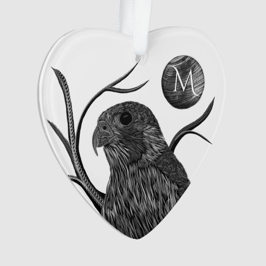 Falcon Full Moon Monogram Ornament (voorkant)