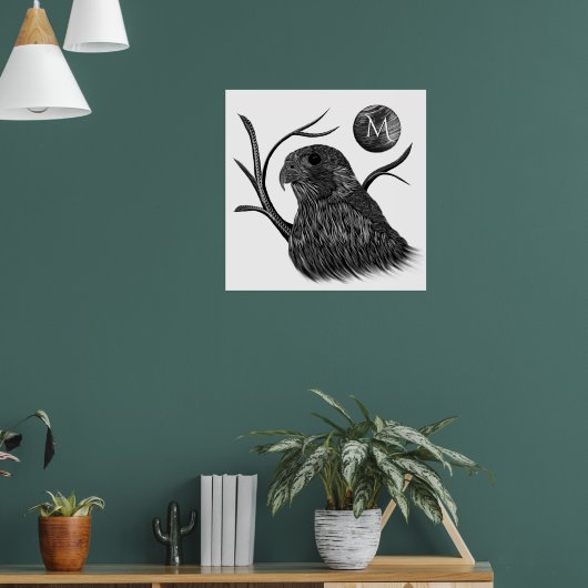 Falcon Full Moon Monogram Poster (Woonkamer 1)