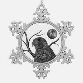 Falcon Full Moon Monogram Tin Sneeuwvlok Ornament