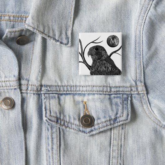 Falcon Full Moon Monogram Vierkante Button 5,1 Cm (In situ)