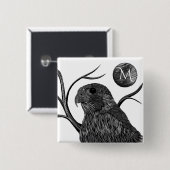 Falcon Full Moon Monogram Vierkante Button 5,1 Cm (Voorkant /achterkant)