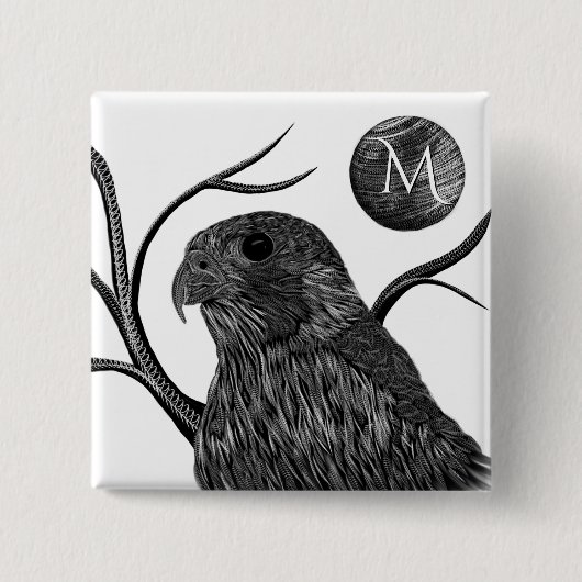 Falcon Full Moon Monogram Vierkante Button 5,1 Cm (Voorkant)
