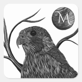 Falcon Full Moon Monogram Vierkante Sticker