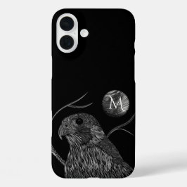 Falcon Full Moon Monogram zwart iPhone 16 Plus Hoesje