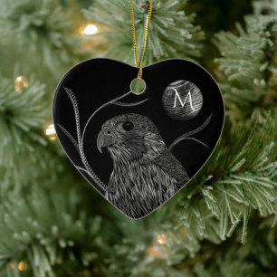 Falcon Full Moon Monogram zwart Keramisch Ornament