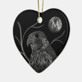 Falcon Full Moon Monogram zwart Keramisch Ornament (Links)