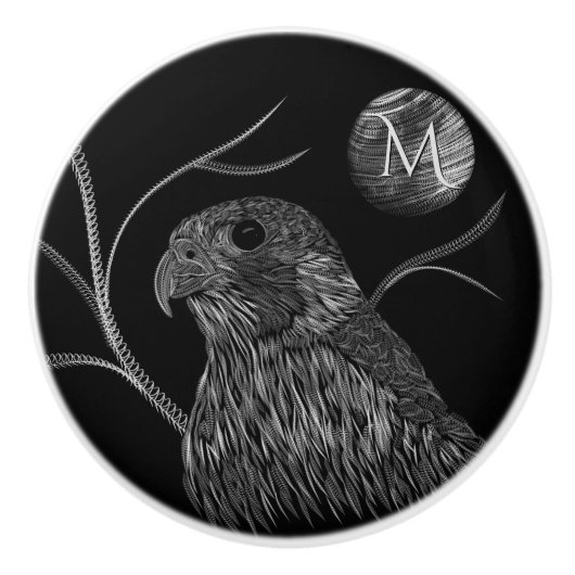 Falcon Full Moon Monogram zwart Keramische Knop (Voorkant)