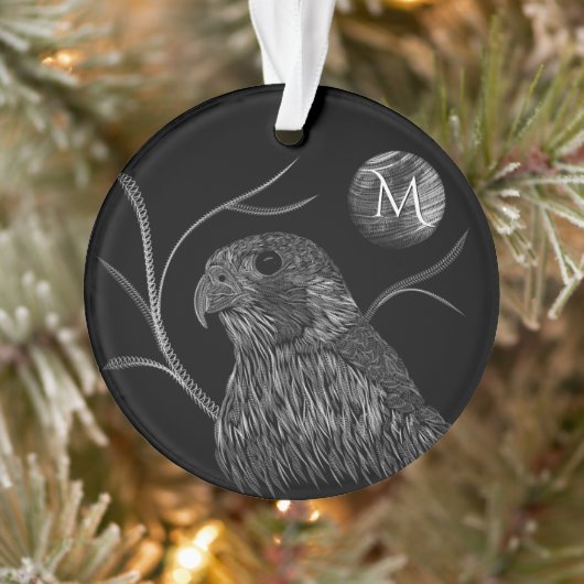 Falcon Full Moon Monogram zwart Ornament (Boom)