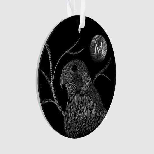 Falcon Full Moon Monogram zwart Ornament (voorkant)