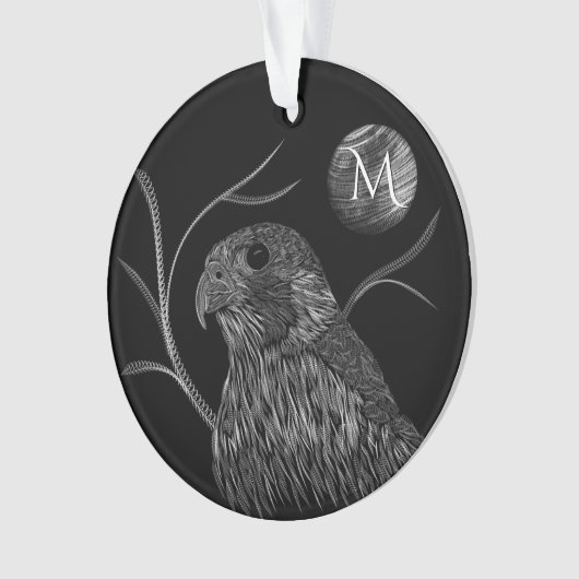 Falcon Full Moon Monogram zwart Ornament (voorkant)