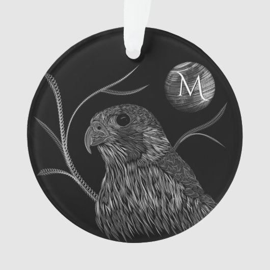 Falcon Full Moon Monogram zwart Ornament (voorkant)