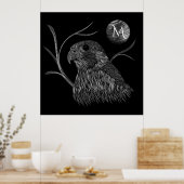 Falcon Full Moon Monogram zwart Poster (Keuken)