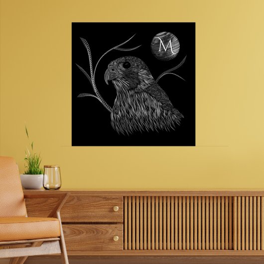 Falcon Full Moon Monogram zwart Poster (Woonkamer 2)