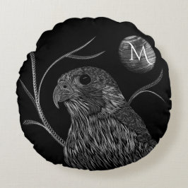 Falcon Full Moon Monogram zwart Rond Kussen