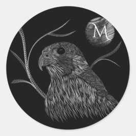 Falcon Full Moon Monogram zwart Ronde Sticker