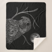 Falcon Full Moon Monogram zwart Sherpa Deken (Voorkant)