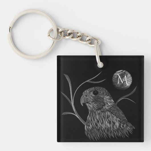 Falcon Full Moon Monogram zwart Sleutelhanger (Voorkant)