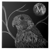 Falcon Full Moon Monogram zwart Tegeltje (Voorkant)