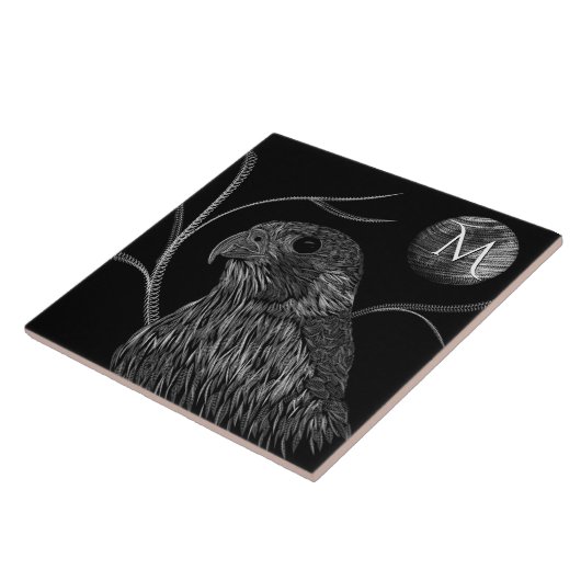 Falcon Full Moon Monogram zwart Tegeltje (Zijkant)