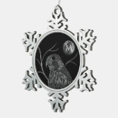 Falcon Full Moon Monogram zwart Tin Sneeuwvlok Ornament (Rechts)