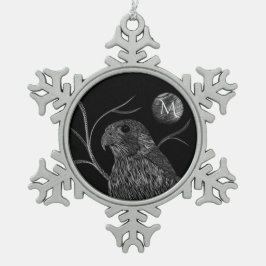 Falcon Full Moon Monogram zwart Tin Sneeuwvlok Ornament