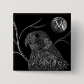 Falcon Full Moon Monogram zwart Vierkante Button 5,1 Cm (Voorkant)