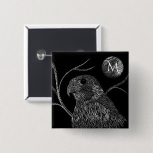 Falcon Full Moon Monogram zwart Vierkante Button 5,1 Cm