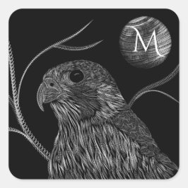 Falcon Full Moon Monogram zwart Vierkante Sticker