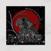 Falcon Hunter's Moon Black Red Falconry Services Vierkante Visitekaartje (Voorkant)