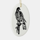 Falcon on Block Perch Keramisch Ornament (Rechts)
