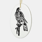 Falcon on Block Perch Keramisch Ornament (Links)