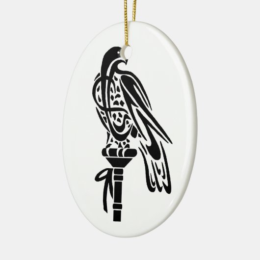 Falcon on Block Perch Keramisch Ornament (Links)